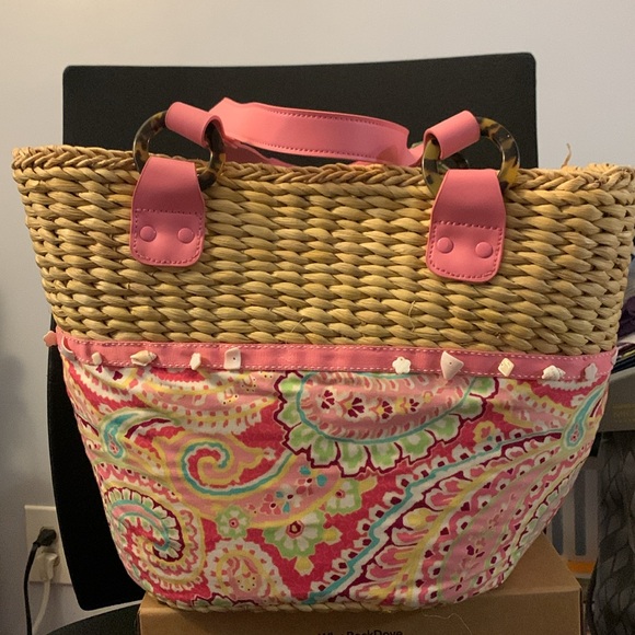 Vera Bradley Pink and Green Paisley Tote Bag - Picture 9 of 9